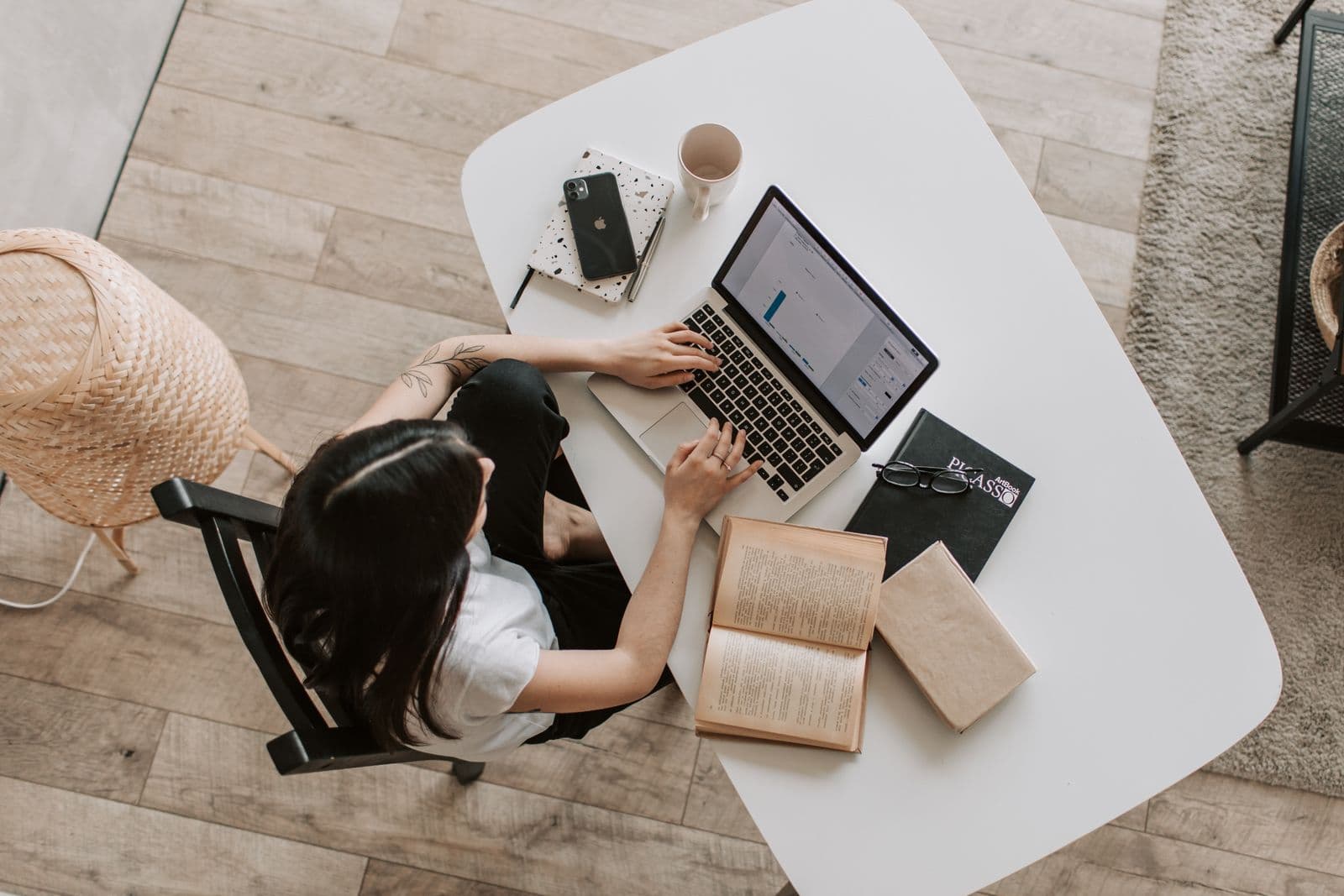 Freelancer working in a well-lit home office