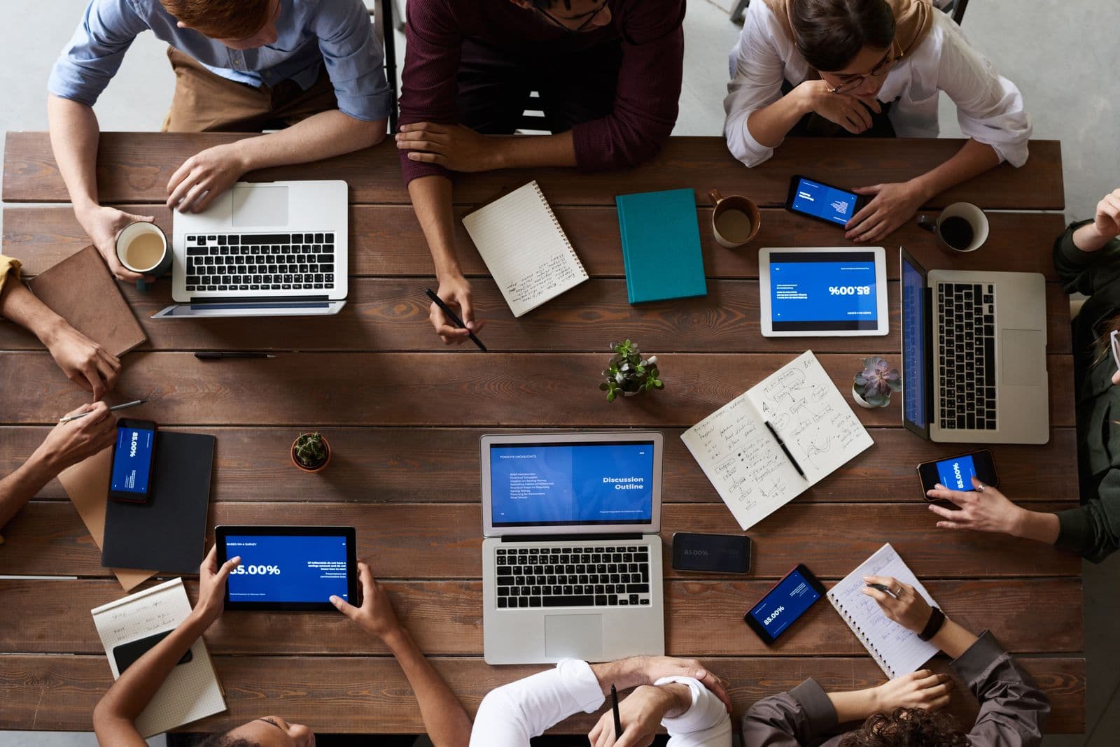 Nonprofit staff reviewing programs in an office