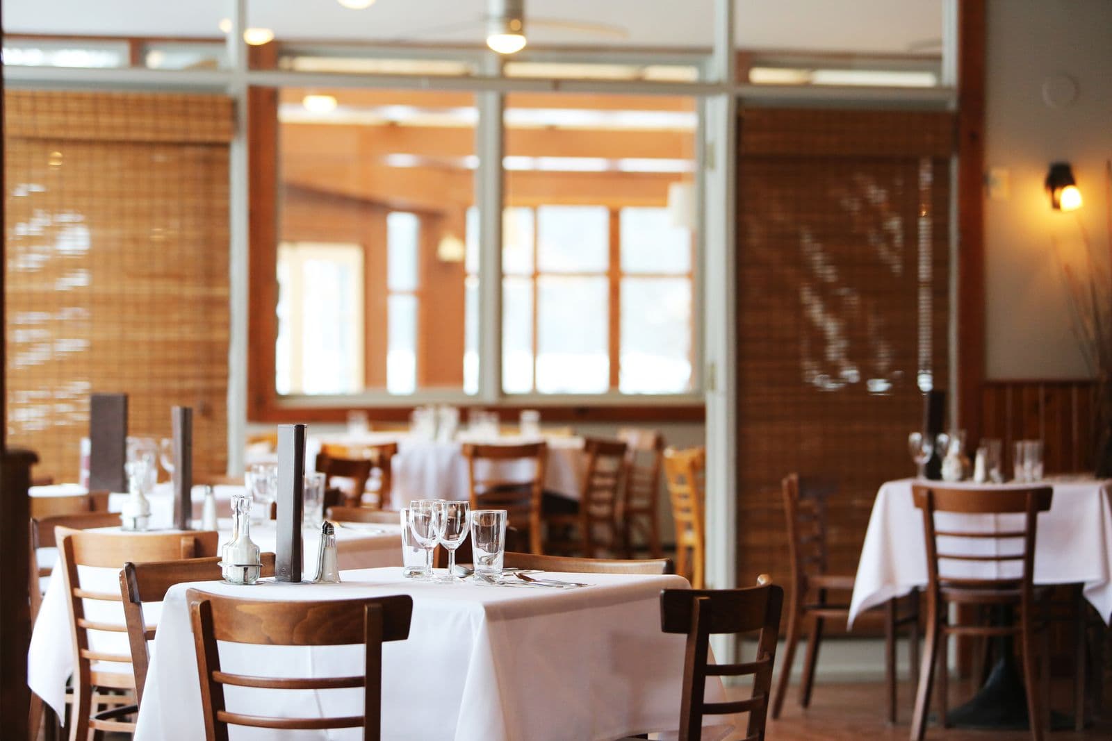 Warm modern restaurant or café interior
